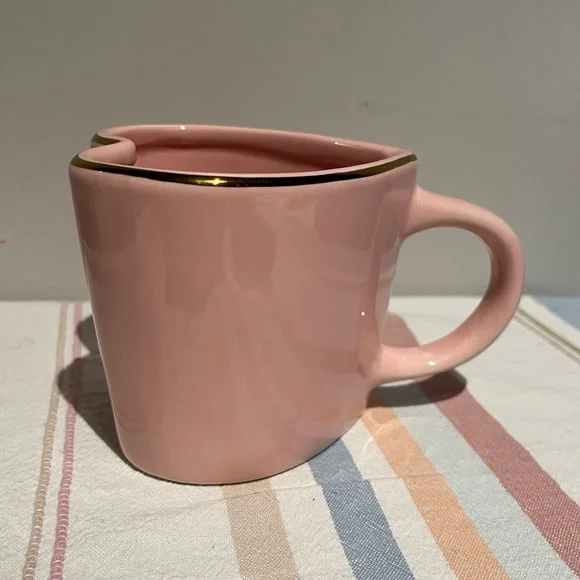 Heart-Shaped Threshold Pink Mug with Gold Rim - Picture 5 of 6